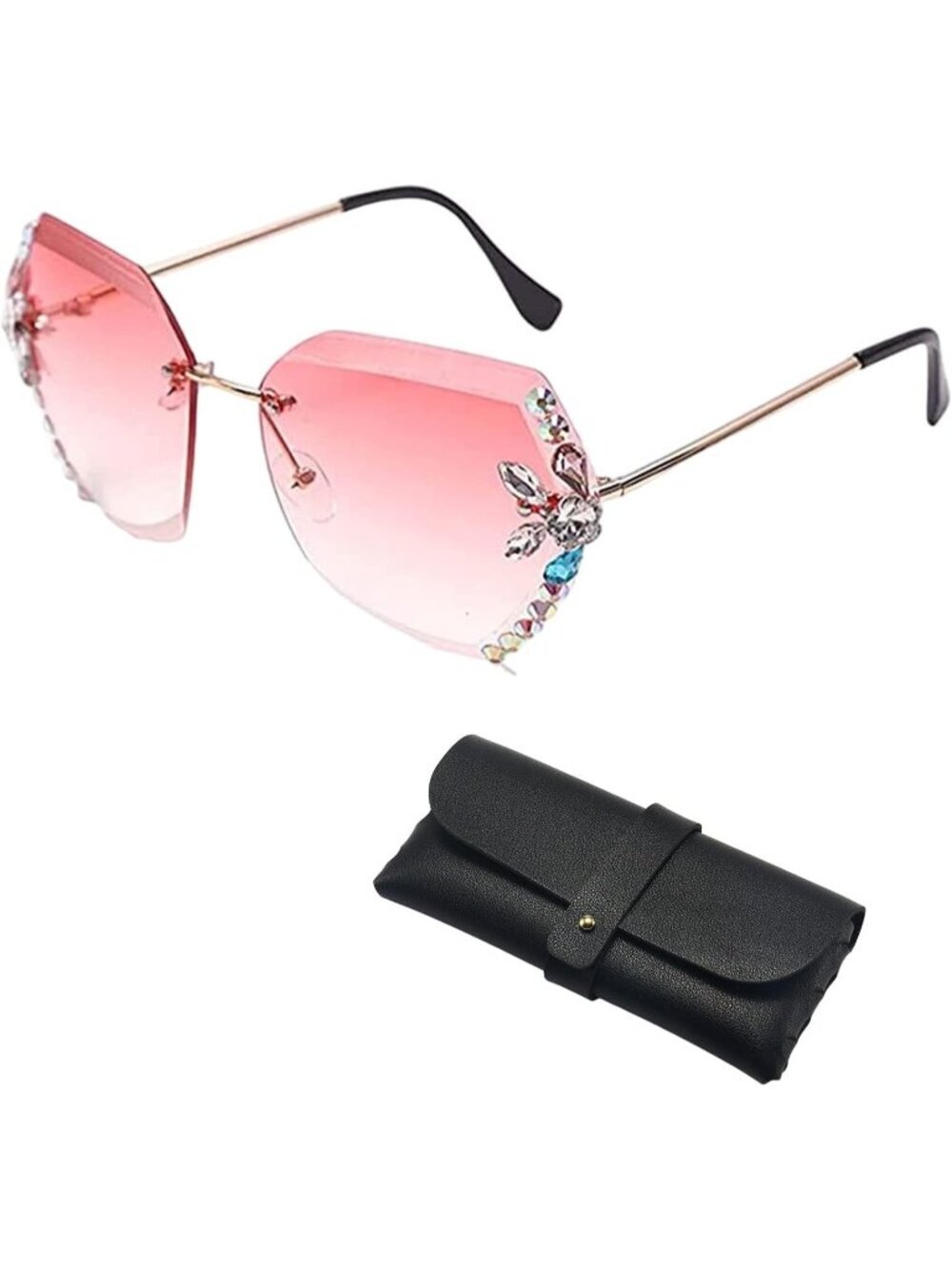 Women's Sunglasses for Beach Summer with Eyeglass Case Sun Glasses F-Pink